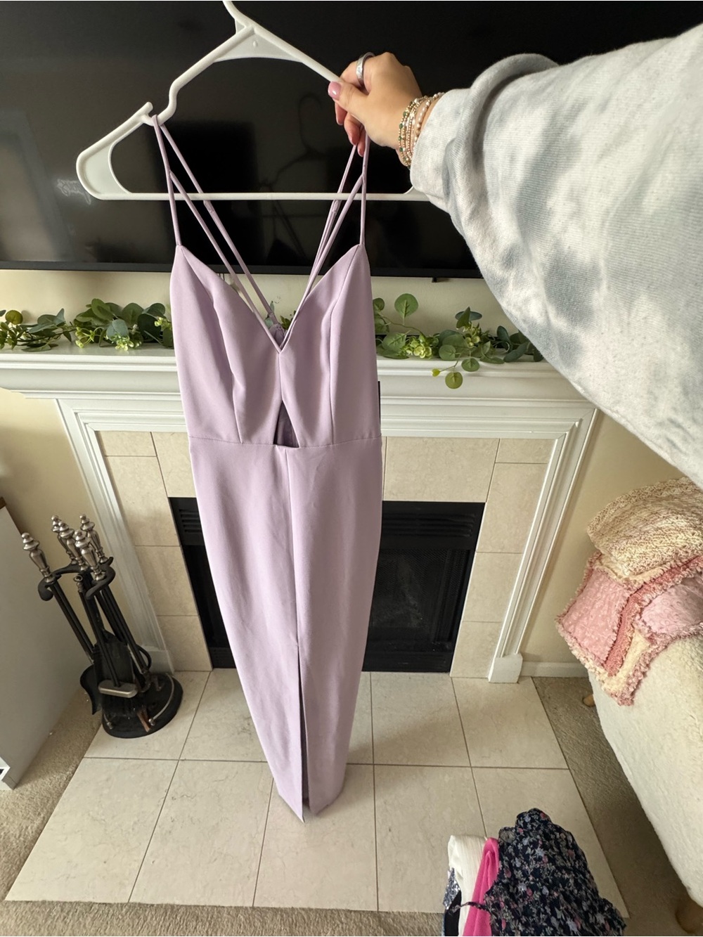 Lilac long dress with cut outs